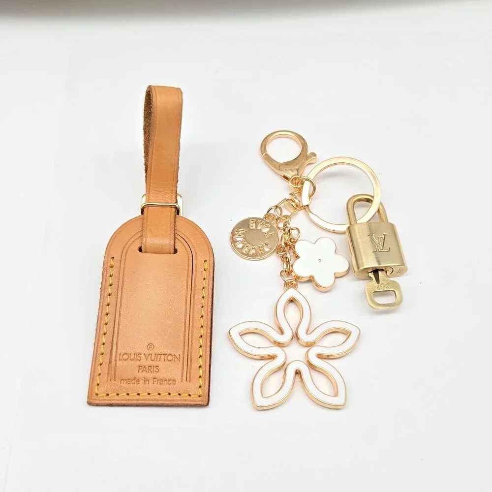 Authentic Louis Vuitton Luggage Nametag and Gold Padlock with Unbranded Keycharm - Picture 3 of 9